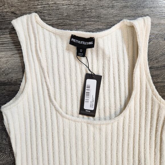 Pretty Little Things Ribbed Cream Short Jumpsuit Size 12 - Picture 5 of 7